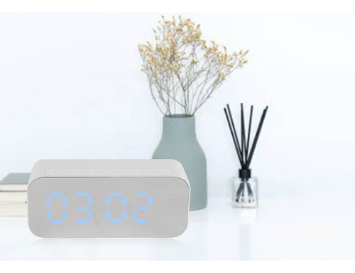 Reloj Despertador Bluetooth Led Digital Con Espejo Para Cabe