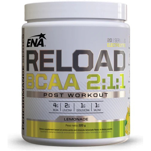 Ena Reload Bcaa 2.1.1 Aminoacidos 220g Sabor Lemonade