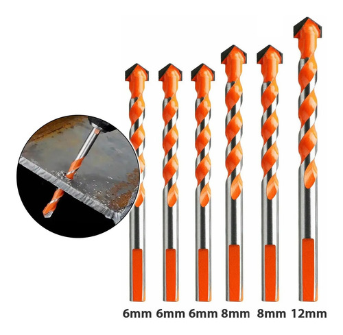 Fura Tudo Jogo 6 Brocas Diamantadas Drill 6mm 8mm 12mm