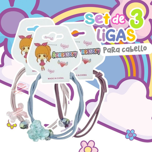 Set 6 Ligas Para Cabello Elastica Accesorio Cute T-625 T-623
