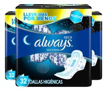 Comprar Pack X3 Toallas Higiénicas Always Nocturna Seca Alas 32 Un