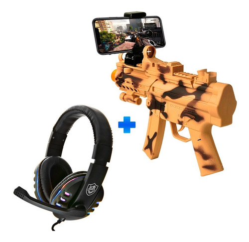 Imagen 1 de 10 de Combo Pistola Celular Vr Bluetooth + Auriculares Con Mic