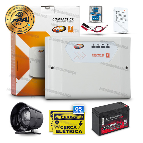 Kit Central De Alarme Gcp + Bateria Sirene Placa Advertencia