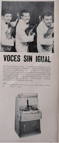 Cartel Retro Trio Los 3 Caballeros Y Las Rockolas Ami 1956 /