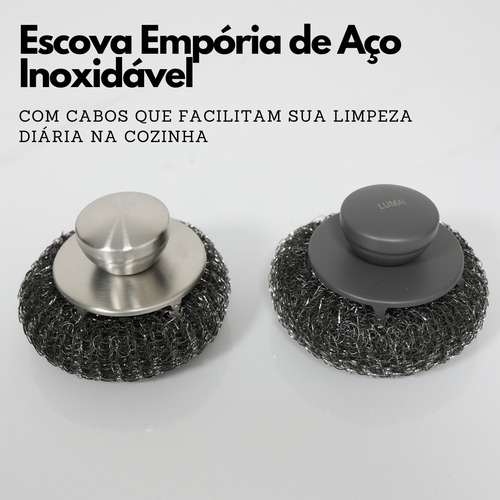 Escova de Limpeza de Grelha de Aço Inoxidável Limpeza Louça com Esponja Prateado Lumai