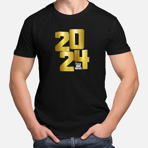 Camiseta Camisa Reveillon Feliz Ano Novo 2024 Colorida