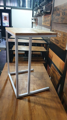 Mesa Auxiliar Arrime Estilo Industrial 60x40x65cm Doble Pata