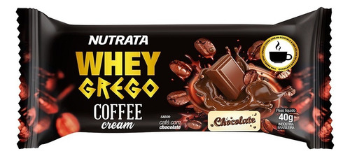 Whey Grego Bar Cx 12un - Nutrata Sabor Coffe Cream Chocolate