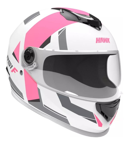 Casco Integral Hawk Rs1 F Blanco Fucsia Damas Mujer Fasmotos