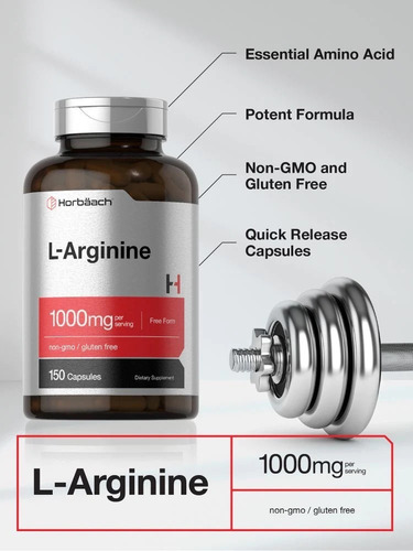 Imagen 3 de 3 de Arginina Horbaach L-arginine 1000 Mg 150 Capsulas