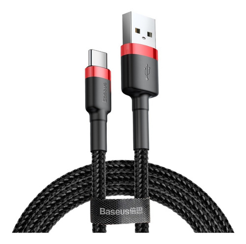 Cable Usb A Usb-c 1 Metro 3a / Baseus / Samsung Xiaomi Moto Color Gray/black