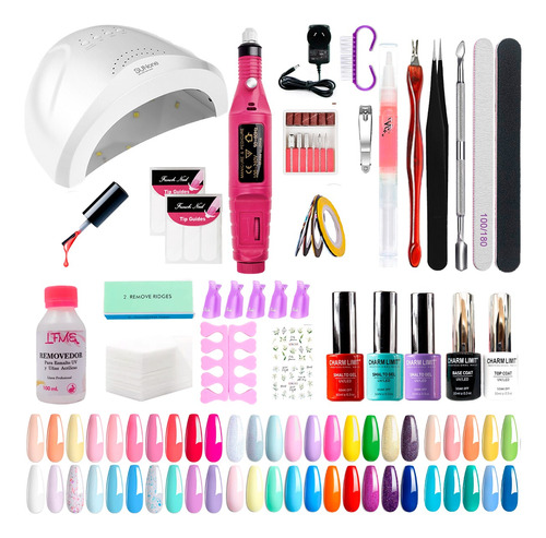 Kit Manicura Semipermanente Torno Gel Cabina Uv Led 48w