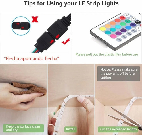 Imagen 7 de 10 de Tira De Luces Led Rgb Bluetooth App Wifi Para Alexa Lonk 5m