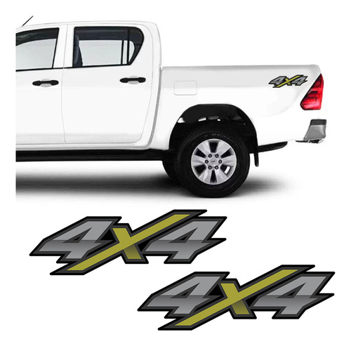 Par De Adesivos 4x4 Hilux Flex 2016 2017 2018 Emblema Verde