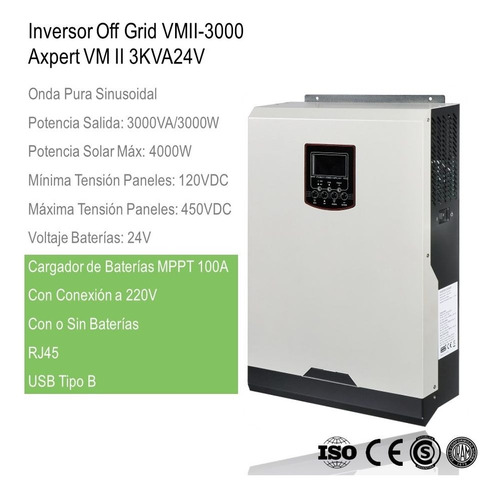 Inversor Cargador Off Grid Voltronic Axpert Vmii Mppt 3kw24v