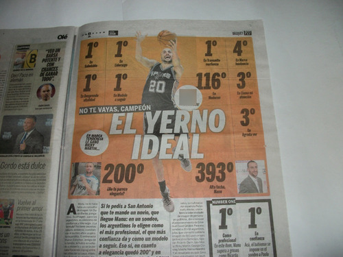 Basquet - Manu Ginobili - Su Retiro De Los Spurs (Usado)
