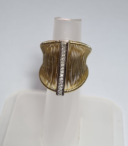 Anel Vazado Ouro 18k Com Brilhantes Cod 44081