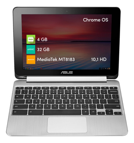 Notebook Chromebook Asus Cz1 4gb 32gb 10.1  Hd Chromeos Gris