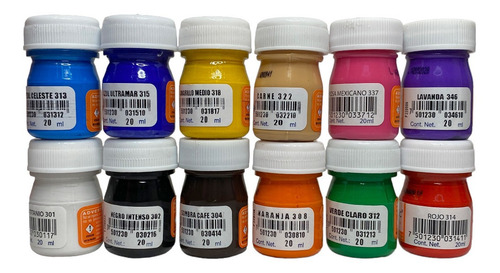 Set Pintura Acrílica Politec 20ml Colores Básicos 12 Piezas