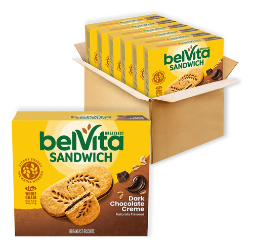 Galletas Dobles Rellenas Belvita, Chocolate Oscuro, 8.8 Onza