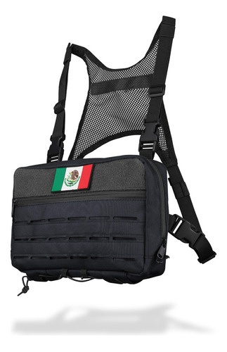 Mochila De Pecho Chest Bag Color Negro Diseño de la tela 600D