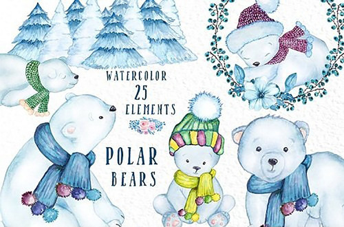 Clipart Imagenes Png Watercolor Polar Bears