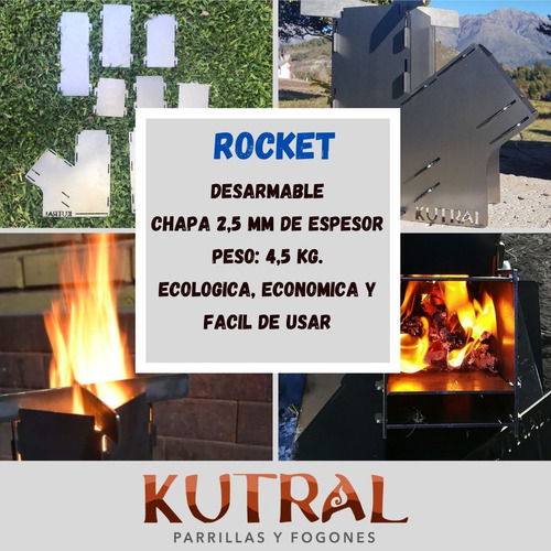 Cocina Rocket Kutral Desarmable + Plancheta De Una Hornalla