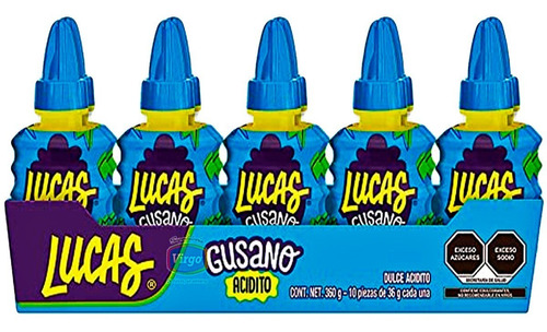 Lucas Gusano Acidito Manzana Verde 10 Dulces 360 Gr Mars