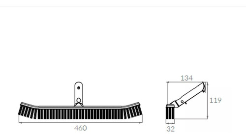 Cepillo Curvo Para Piscinas Y Piletas Marca Vulcano De 46 Cm