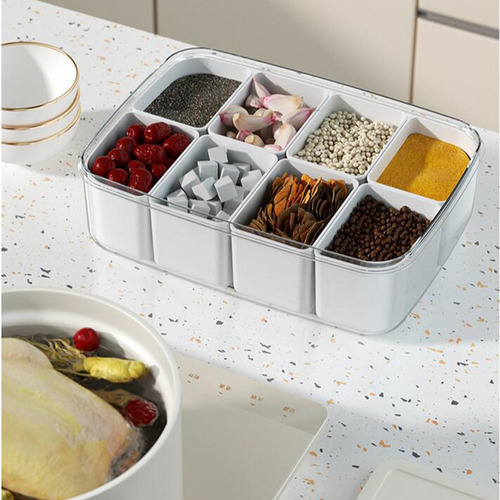 Caja De Condimentos Para Especias De Cocina Con Tapa, Botes