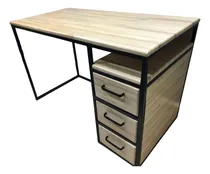 Comprar Escritorio En Eucalipto Finger Madera Y Hierro Tres Cajones