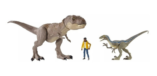 Jurassic World Set X3 Tiranosaurio Rex- Darius- Velociraptor