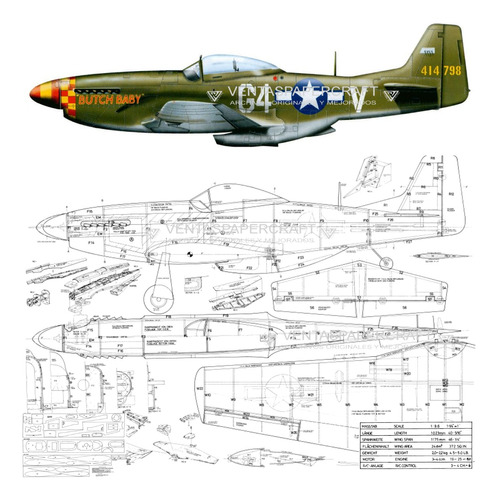 Plano Rc Mustang P-51 1200mm Env / Pdf (envio X E-mail)