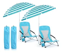 Comprar 2 Silla Playa Para Adulto Paragua Plegabl Baja Desmontabl