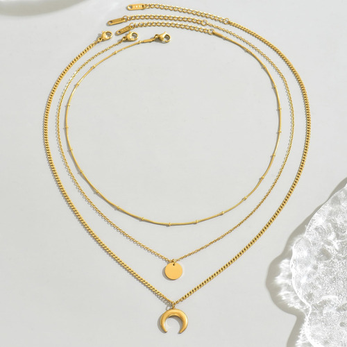 Collares Con Colgante De Moneda De Luna Creciente En Capas C