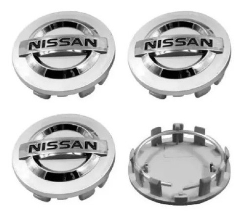 4x Centro Tapón De Rin Nissan 54mm Color Plata Envío Gratis