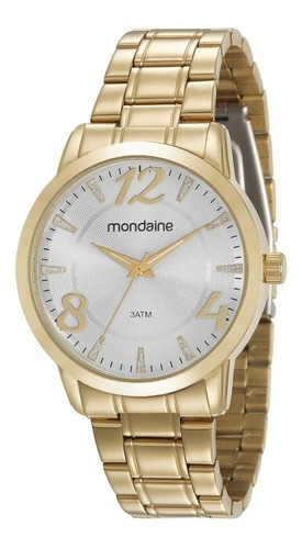 Relogio Mondaine Feminino Social Dourado 83366lpmvde1 Cor da correia Dourada Cor do bisel Dourada Cor do fundo Prata