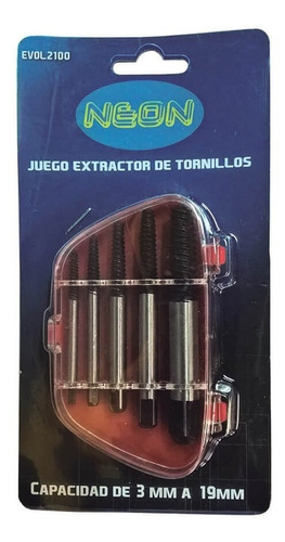 Juego De Extractores De Tornillos X5 Piezas (3-19 Mm) Neon E