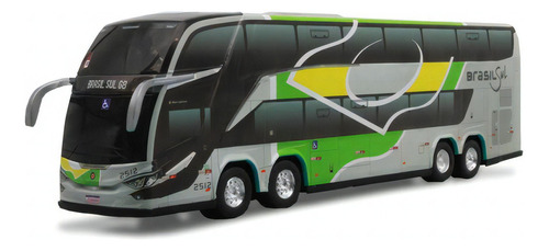 Ônibus Miniatura Brasil Sul Dd G8 Verde Cor Prateado