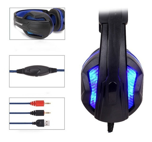 Headphone Gamer Jwcom Usb Microfone Pc Not Ps4 Cel Com Led