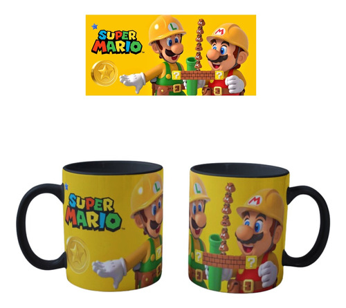 Mug De Mario Y Luigi Bros Constructor Personalizado Colores