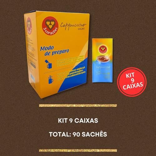 Kit Cappuccino Light Três Corações - 9 Caixas Com 10 Sachês