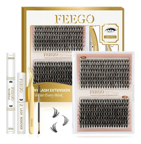 Extensiones De Pestañas Kit Diy Feego 30d 40d 280pcs 9-16mm