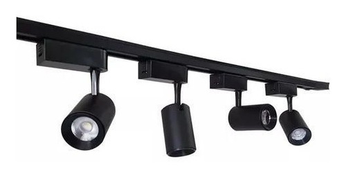 Trilho Eletrificado 1 Metro + 4 Spots 12w Cor Preto Cor da luz Branco-quente 110V/220V