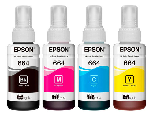 Kit 4 Tintas Original 664 P/ L355 L365 L375 L395 L495 Refil