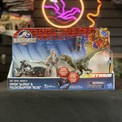 Jurassic World Owen Alpha & Velociraptor Blue Hasbro 2015 (Usado)