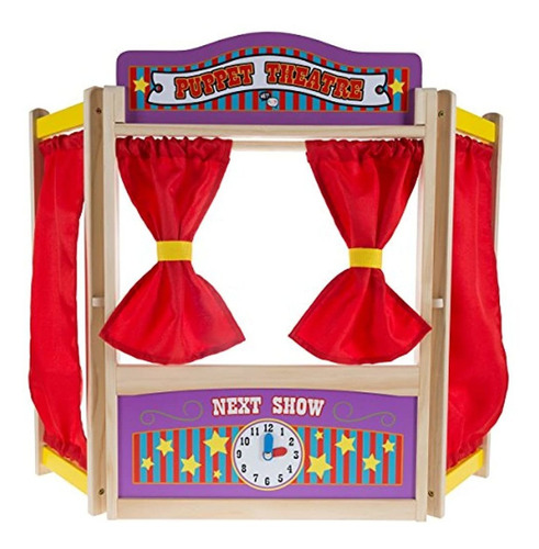 Teatro De Marionetas De Mesa De Madera Con Cortinas