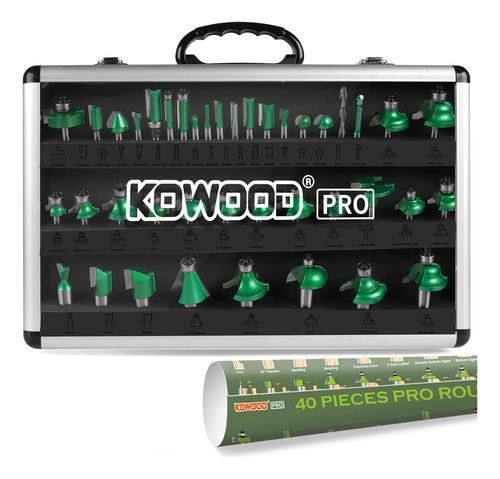 Kowood Juego De 40 Brocas Para Enrutador Profesional, Vastag