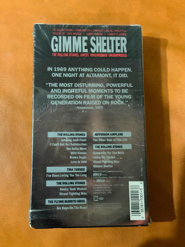 The Rolling Stones Vhs Gimme Shelter Uncut Uncensored (Usado)