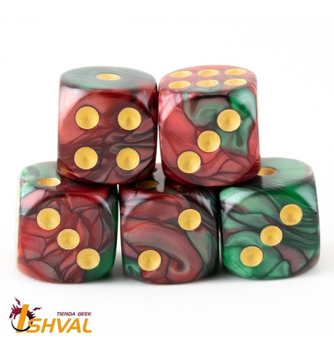 Imagen 3 de 3 de Set De 5 Dados D6 Para Rol - Orc Wound - 15mm